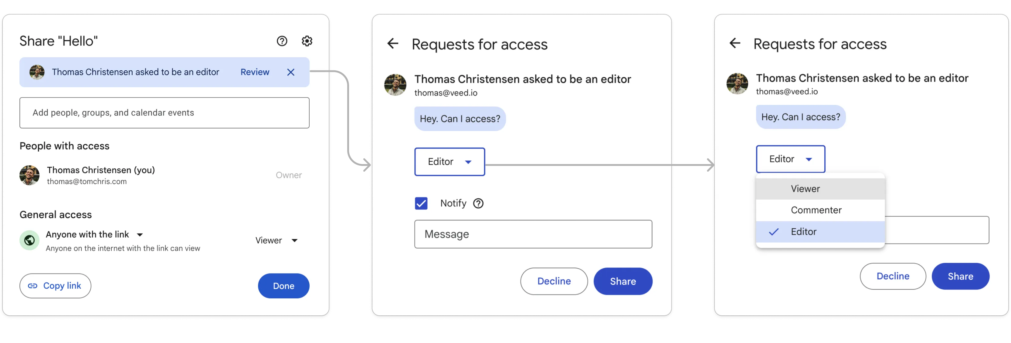 Google Docs approval flow