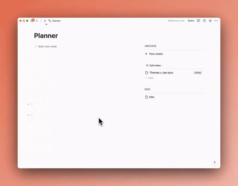 Notion planner template