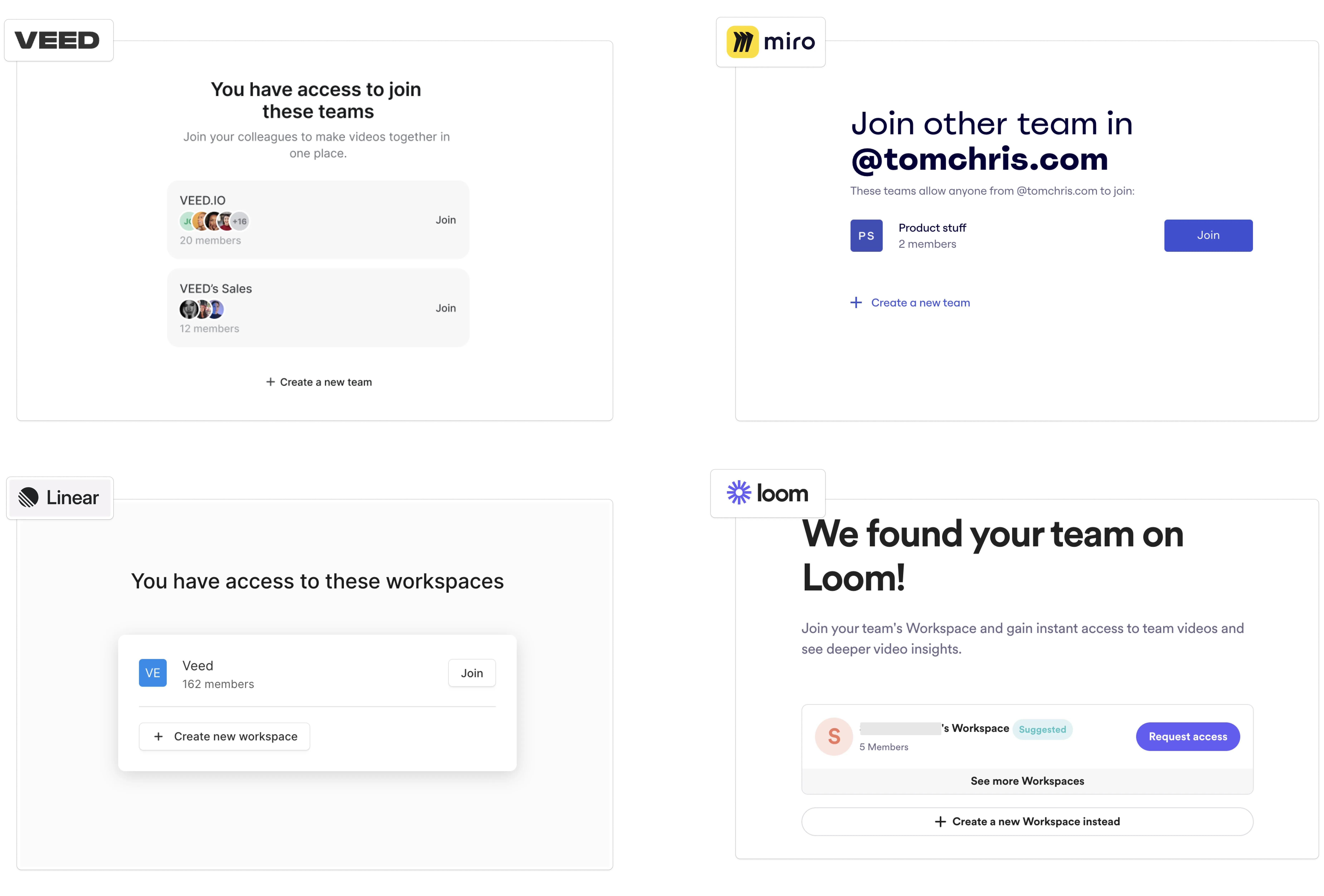 UI examples of ask-to-join prompts